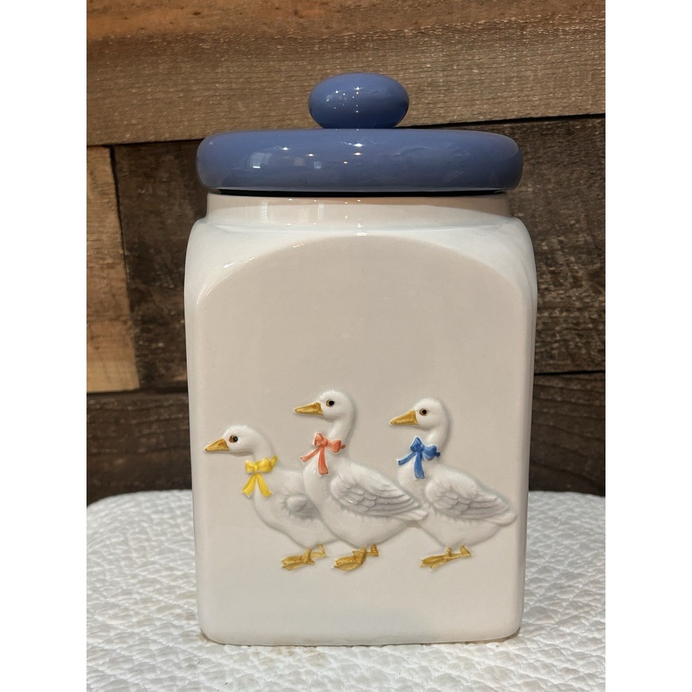 VTG Otagiri Japan Ceramic Cookie Jar Duck Geese Goose White